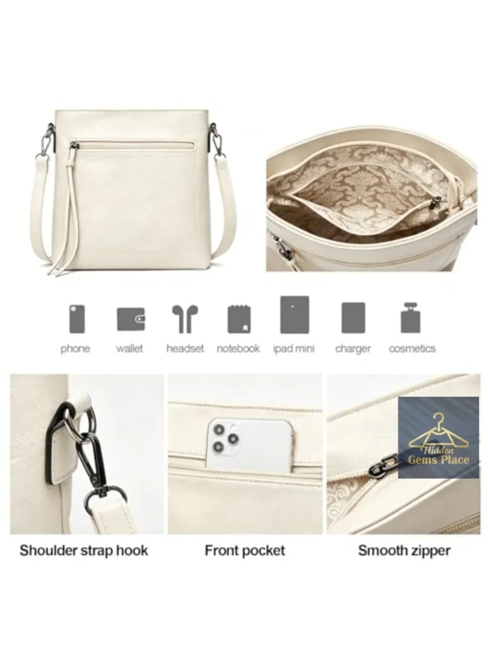 3-in-1 Hobo Crossbody Shoulder Handbag Wallet Set PU Leather